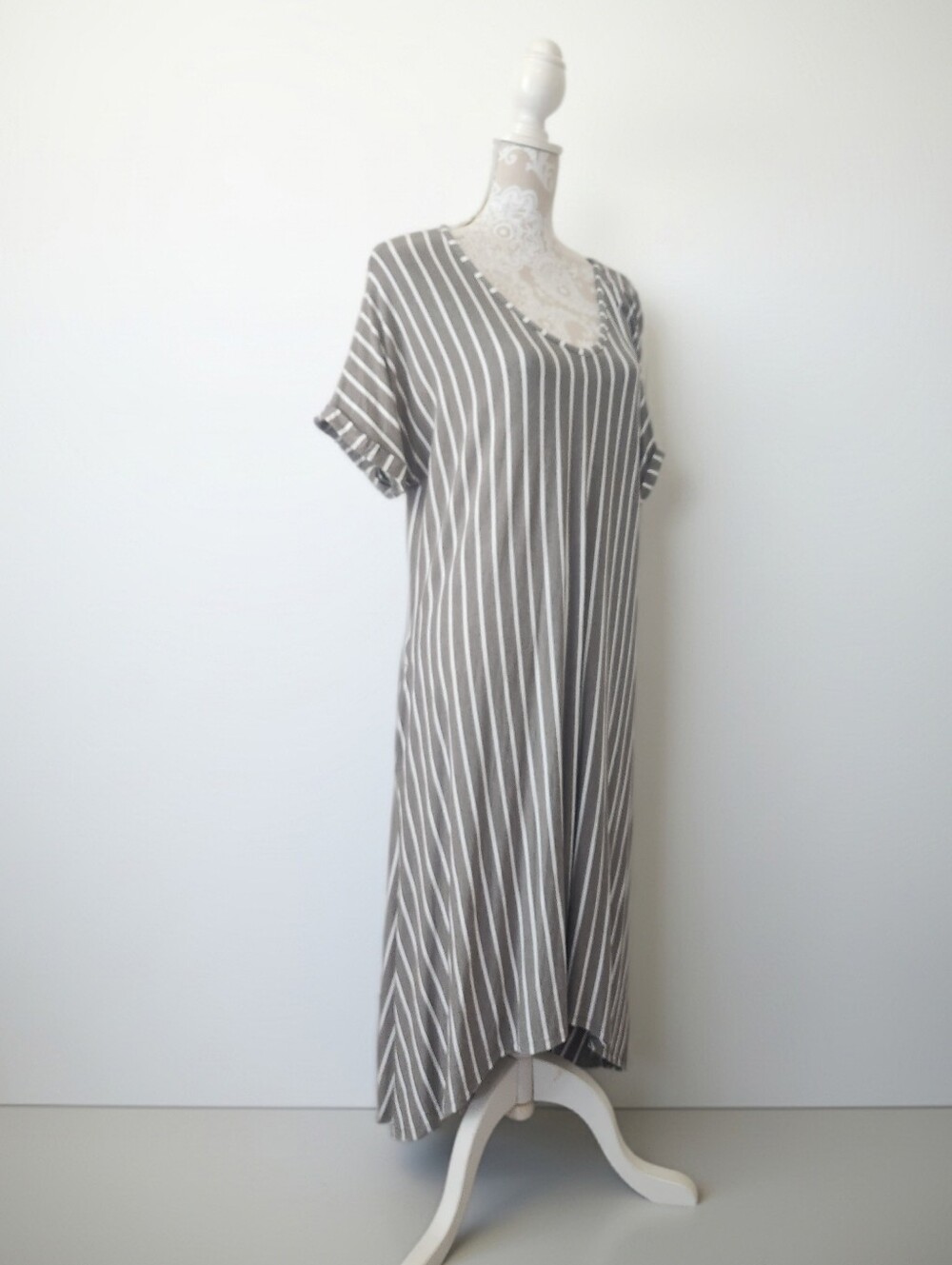Cato Green/white Striped Hi-Lo Beach Dress Size XL